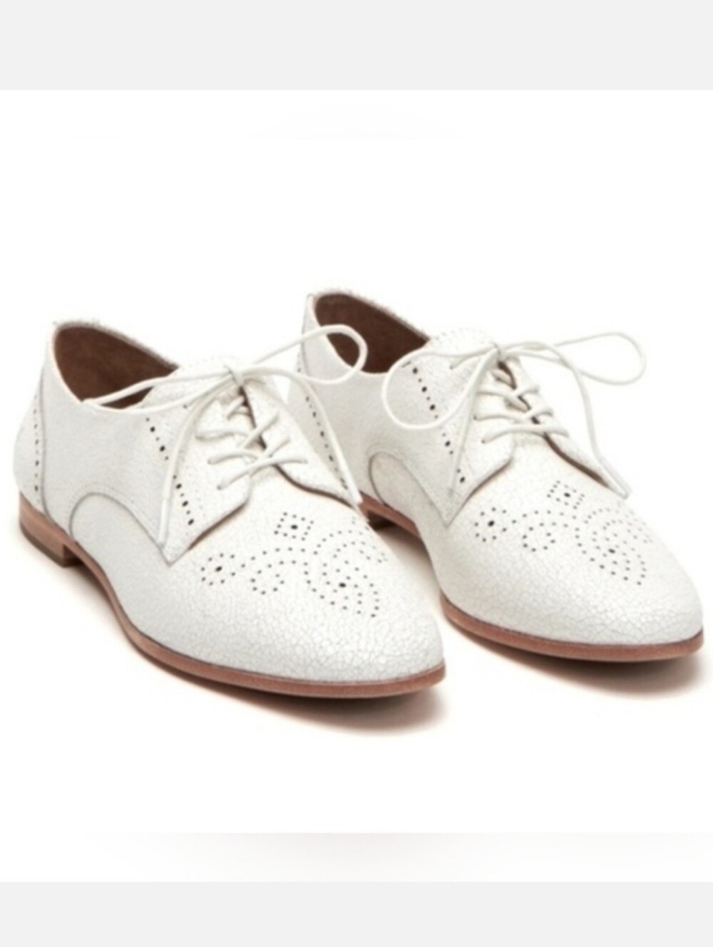 Frye Terri Perf Oxford White Cracked Shoes